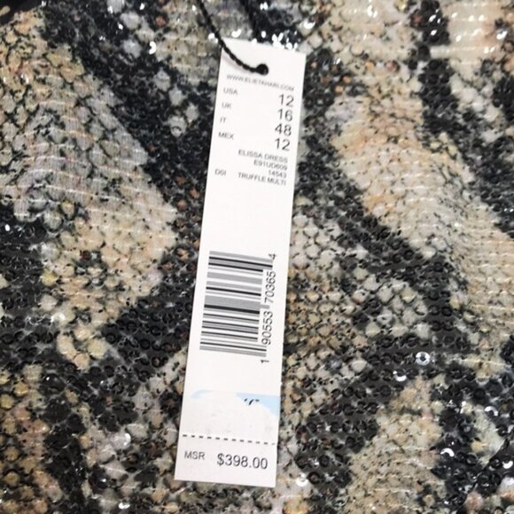 Elie Tahari Elissa Sequin Python-Print Dress - Picture 9 of 10
